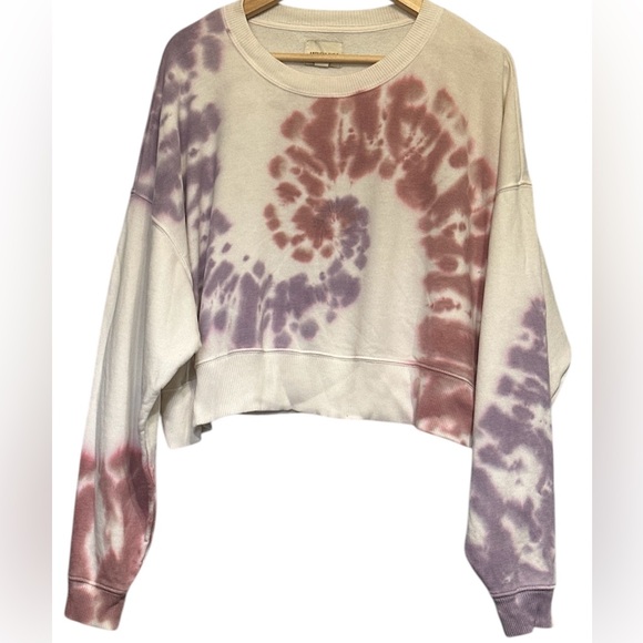 American Eagle Outfitters Tops - American Eagle Tie-Dye Purple and Pink Women's oversized cropped sweatshirt lg